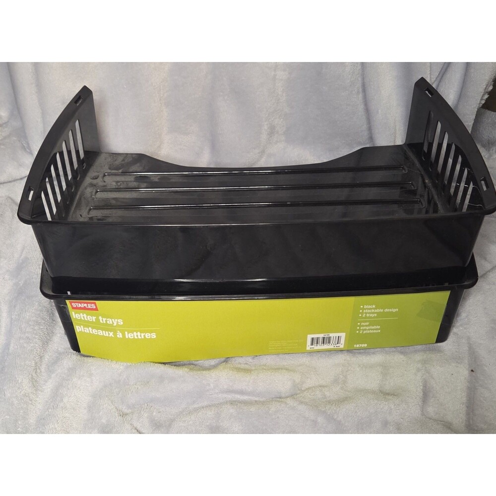 Staples Stackable Letter Trays Set of 2 NEW Desk Organizer
